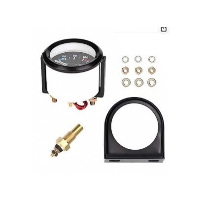 manomètre de température pour eau equus 7242 noir, diamètre 2-1/16 pouces, plage de mesure 130-280°f, précision et fiabilité pour contrôler la température de votre moteur.